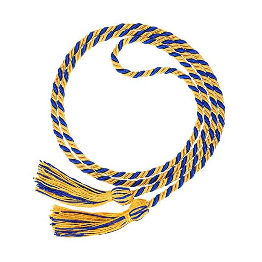 assels Cord Polyester Yarn Honor Cord for Bachelor Gown for Graduation Students Gold with Dark Blue